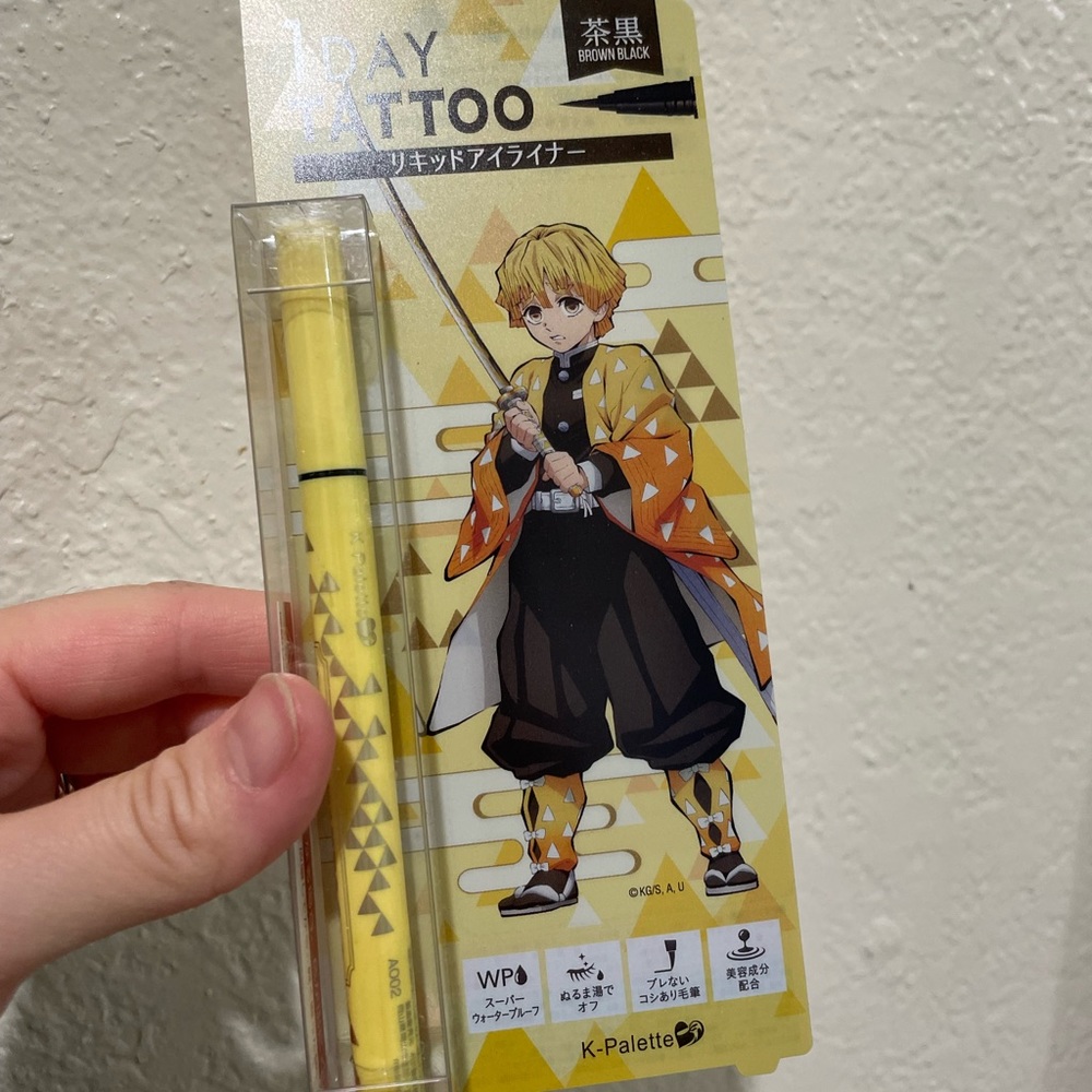 K-Palette x Demon Slayer zenitsu 1-day tattoo liquid eyeliner in brown black